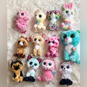 12 TY Glittery eyes TYSILK | VELVET TY| BEANIE BOO LEONA | TAG | UNTAGGED